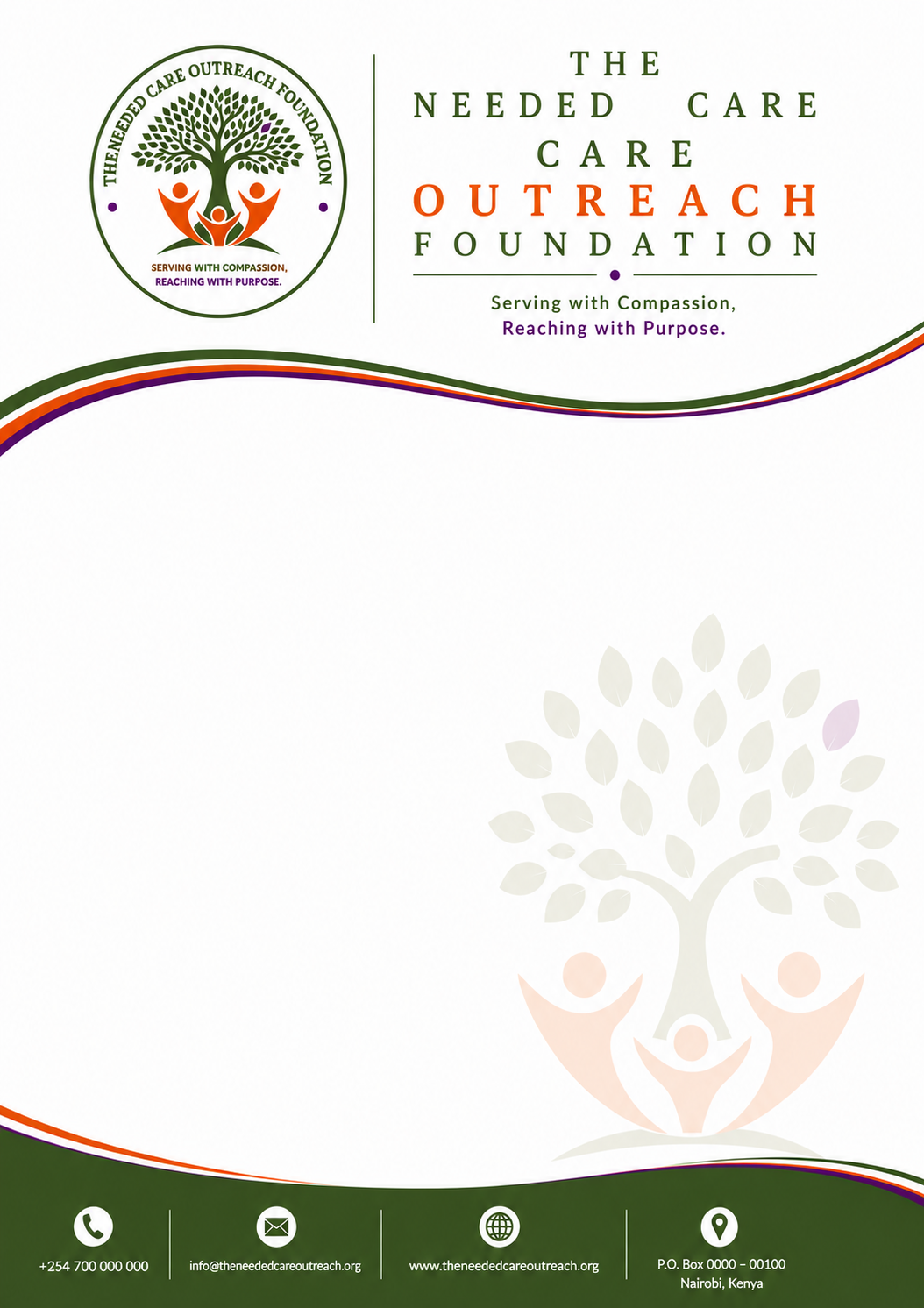 Foundation letterhead showing the logo and brand colours